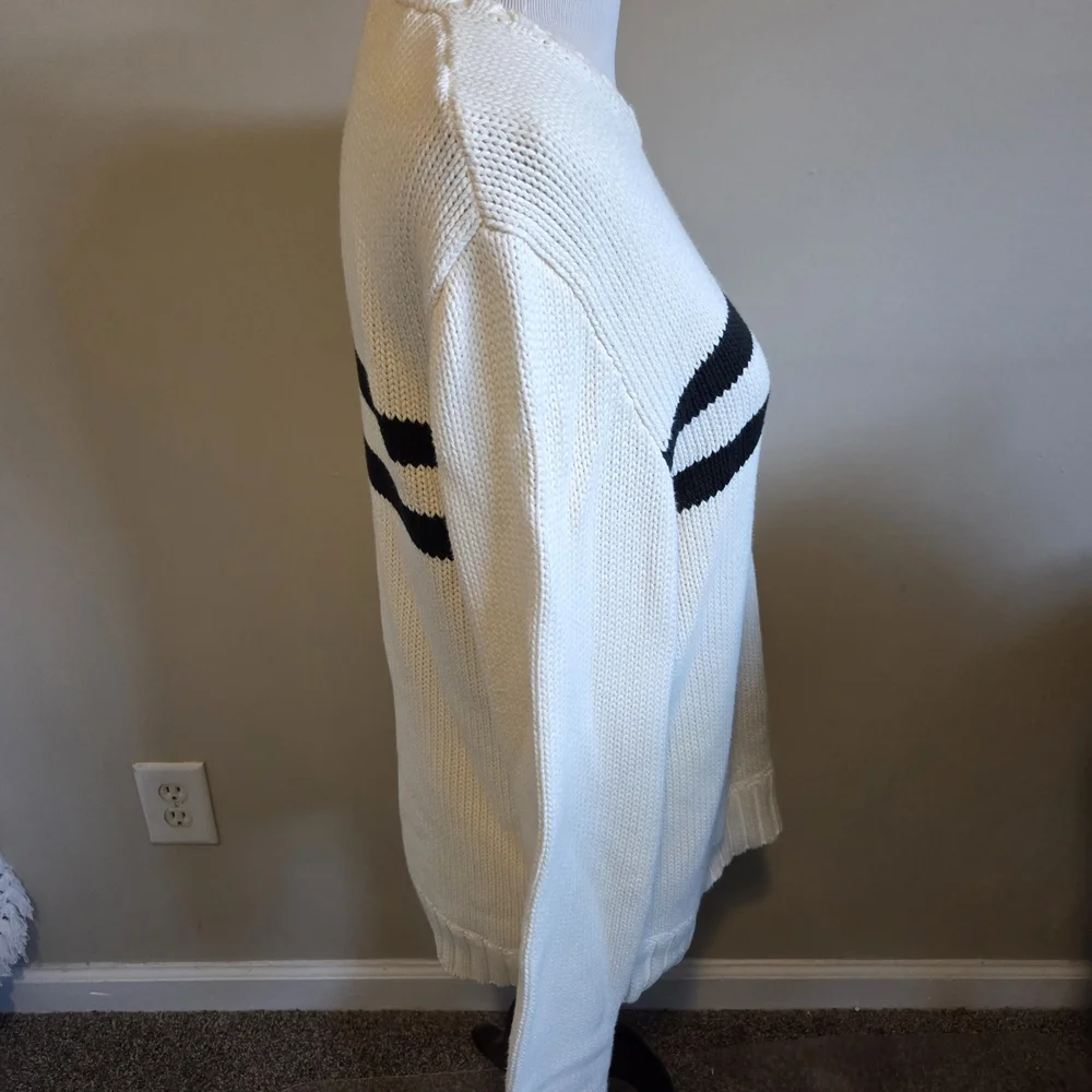 Ralph Lauren Cream Crewneck Sweater with Black Stripes